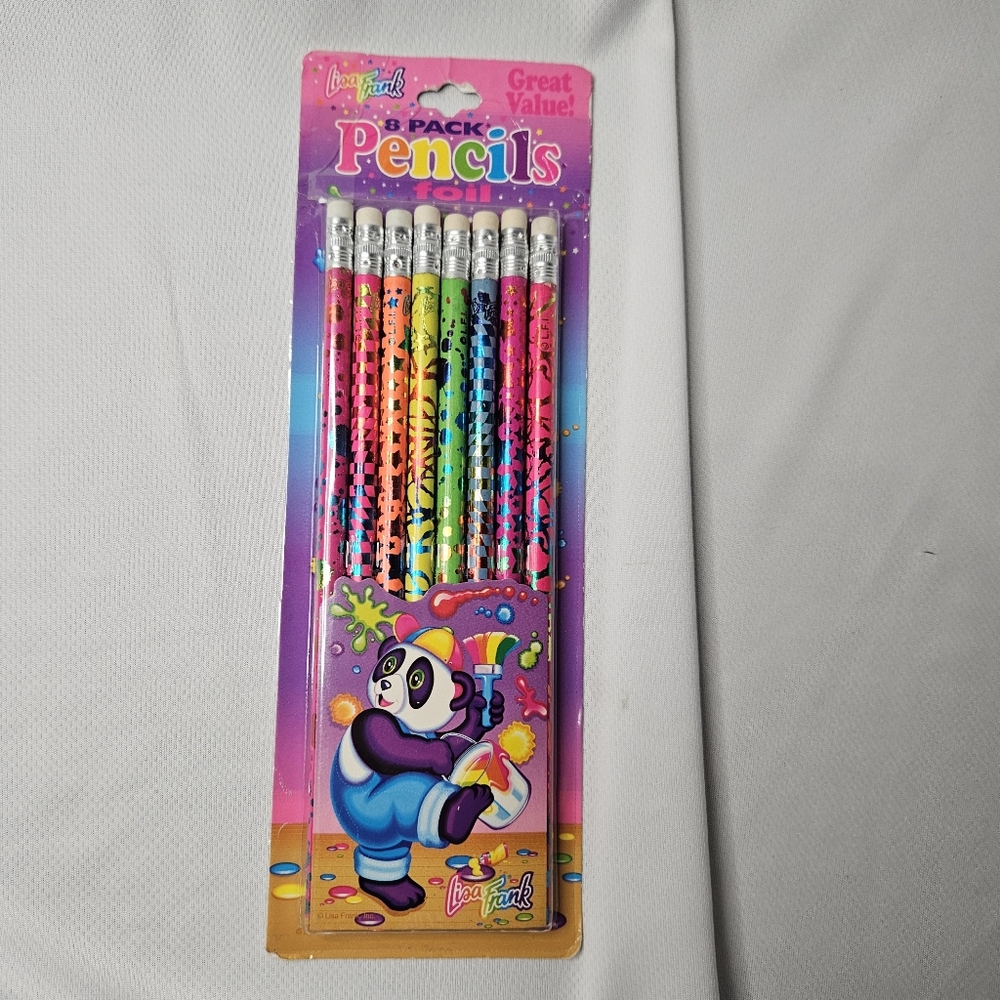 Vtg Lisa Frank Colorful Foil Pencils 8 pack SIP